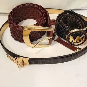 HP Bundle Michael Kors signature ladies belts all three Michael Kors Womens Belt, Signature Logo Wide Belt - Black  main image 3